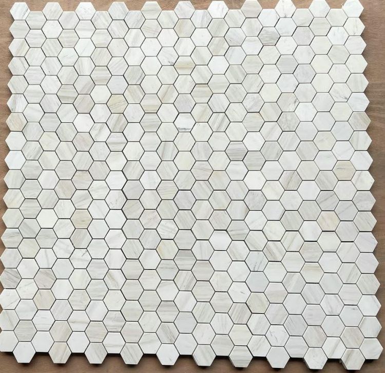 Hexagon Wooden White Honed 2 x 2 11.75 x 12